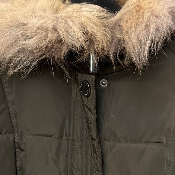 London Fog Olive Green Down Alternative Parka with Faux Fur Trim Hood - Picture 9 of 12